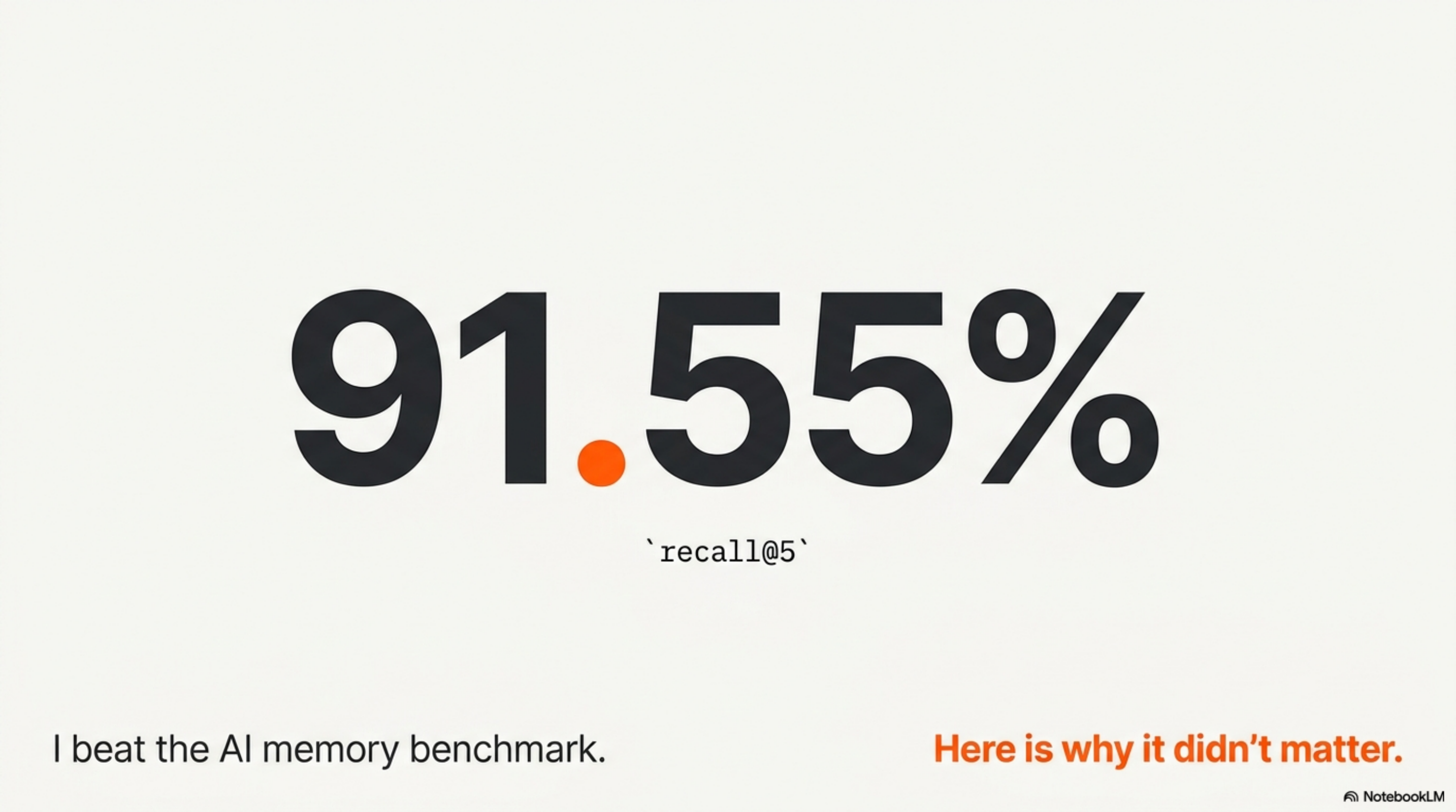 91.55% recall@5 — I beat the AI memory benchmark. Here is why it didn't matter.